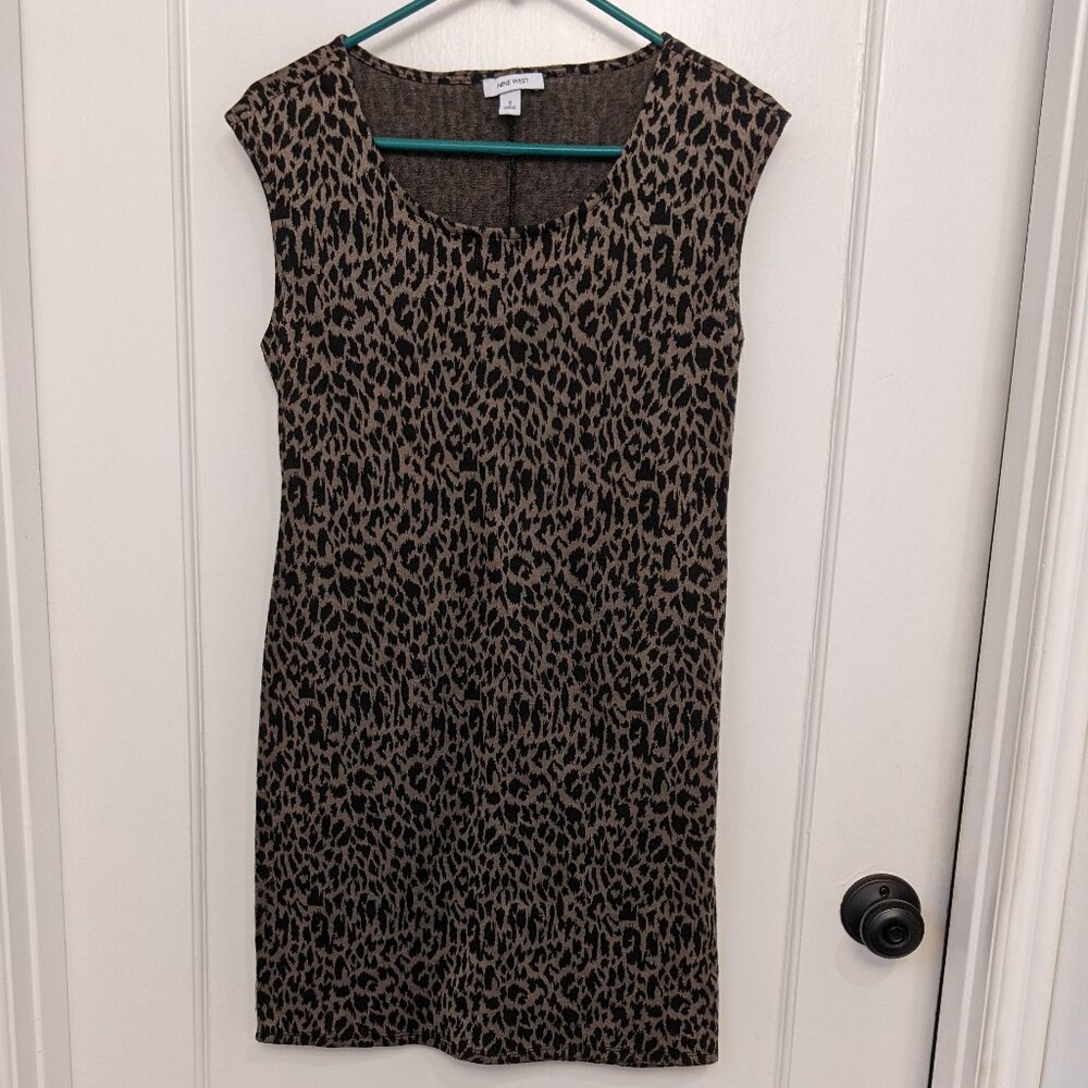 Nine West Animal Leopard Print Dress Sleeveless Small Party Cocktail Trendy Chic